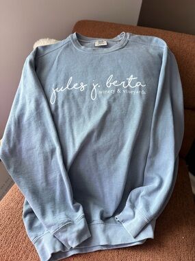Comfort Colors Light Blue Crewneck Sweatshirt with White Script
